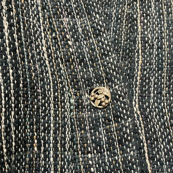 OOAK Vintage sweater overcoat oversized lagenlook RARE teal plaid pockets unique - Picture 6 of 11